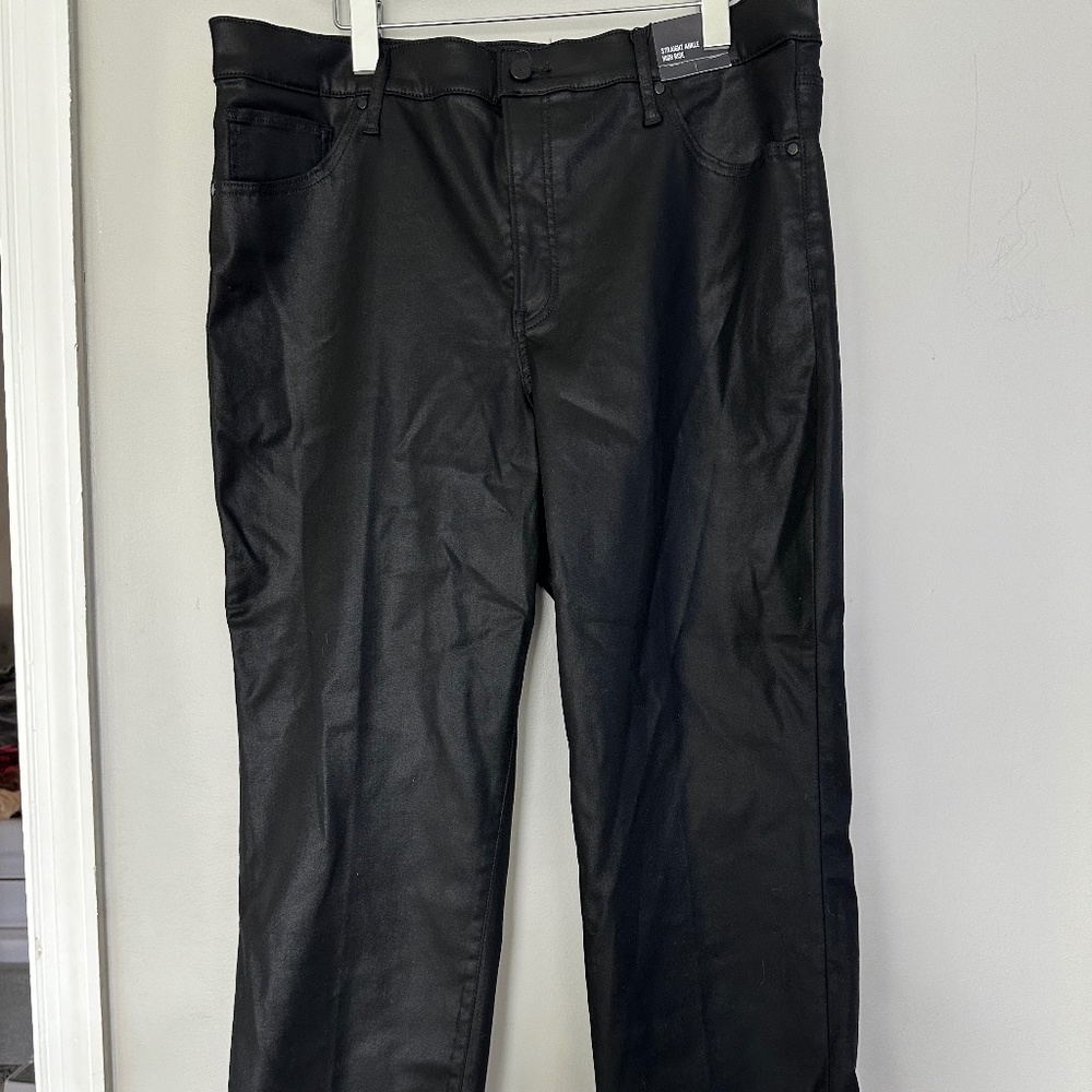 NWT Express Coated Black Straight Ankle Jeans 16S